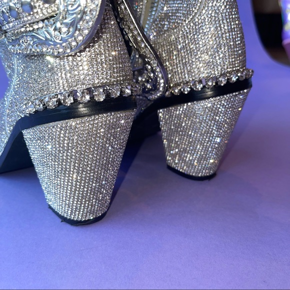 Diamond rhinestone ankle cowboy boots - Picture 2 of 5